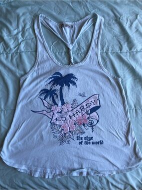 🌴 Vintage Y2K Ed Hardy Twist Racerback Tank Top • Hibiscus Flower Small 🌸